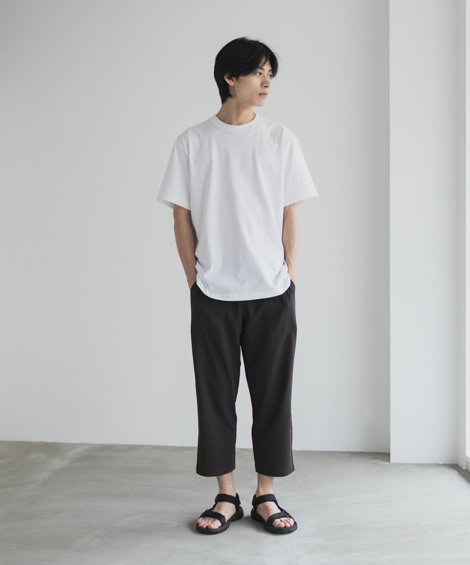 NAVY サッカー生地 アンクルパンツ メンズ