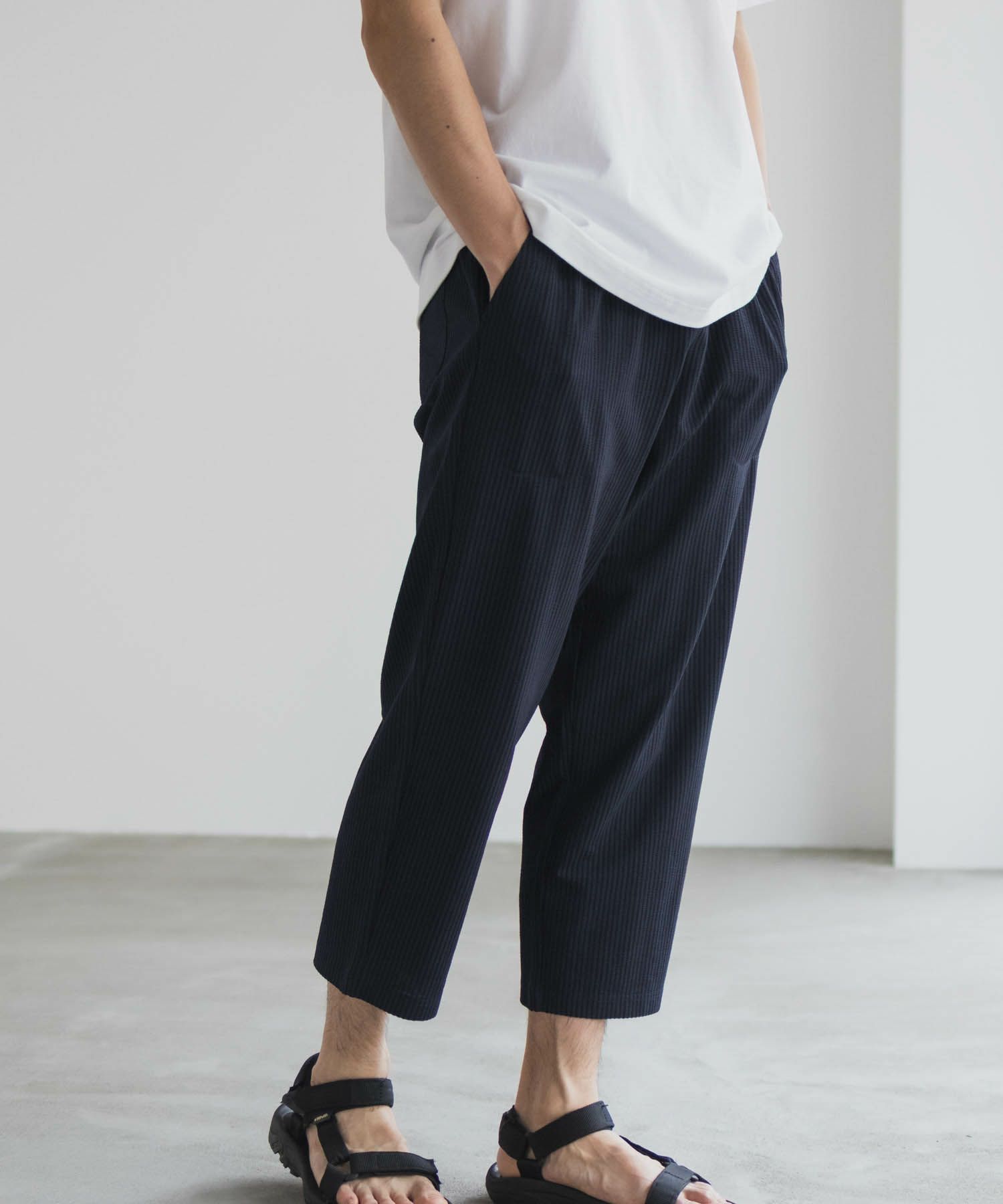 NAVY サッカー生地 アンクルパンツ メンズ