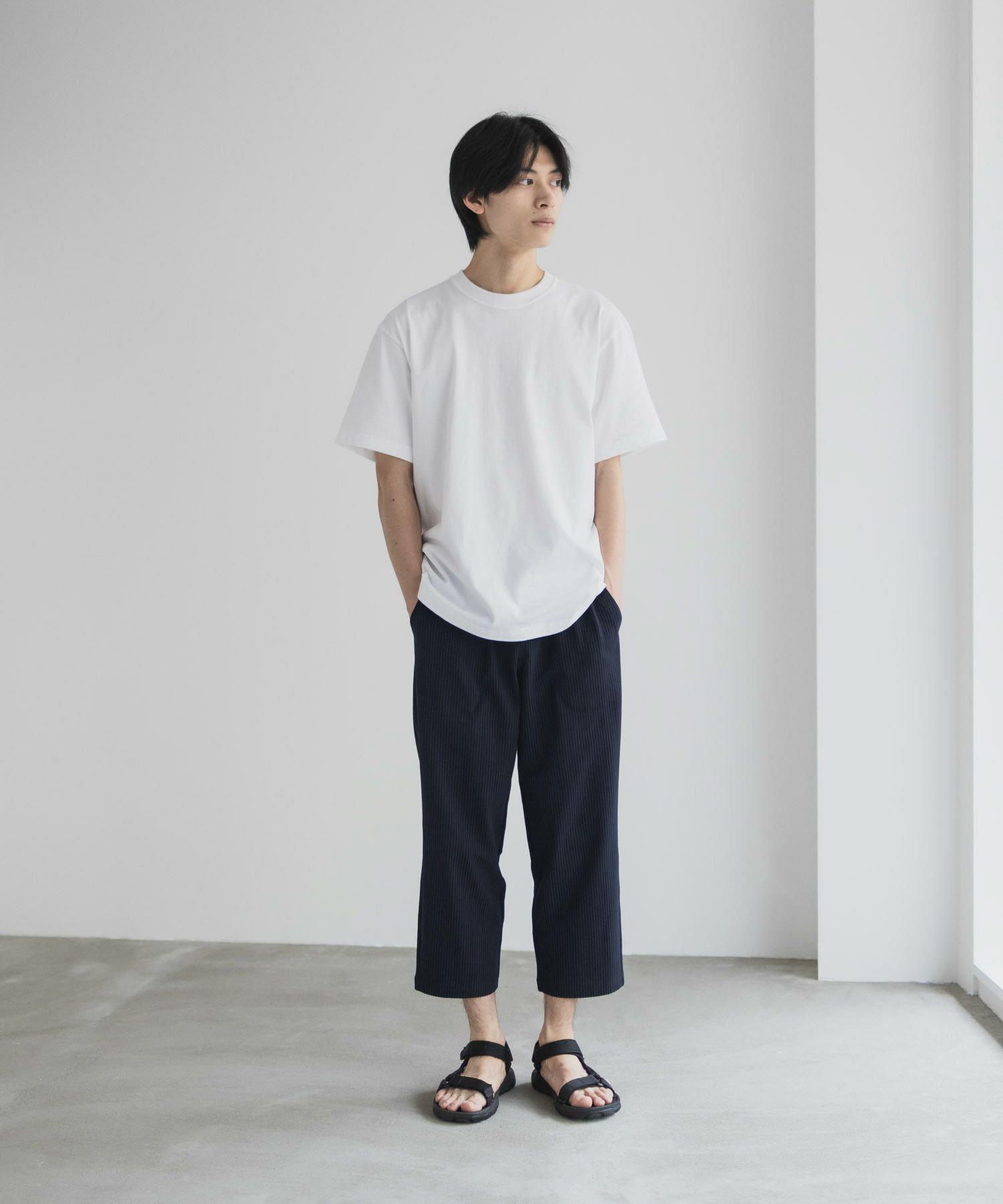 NAVY サッカー生地 アンクルパンツ メンズ