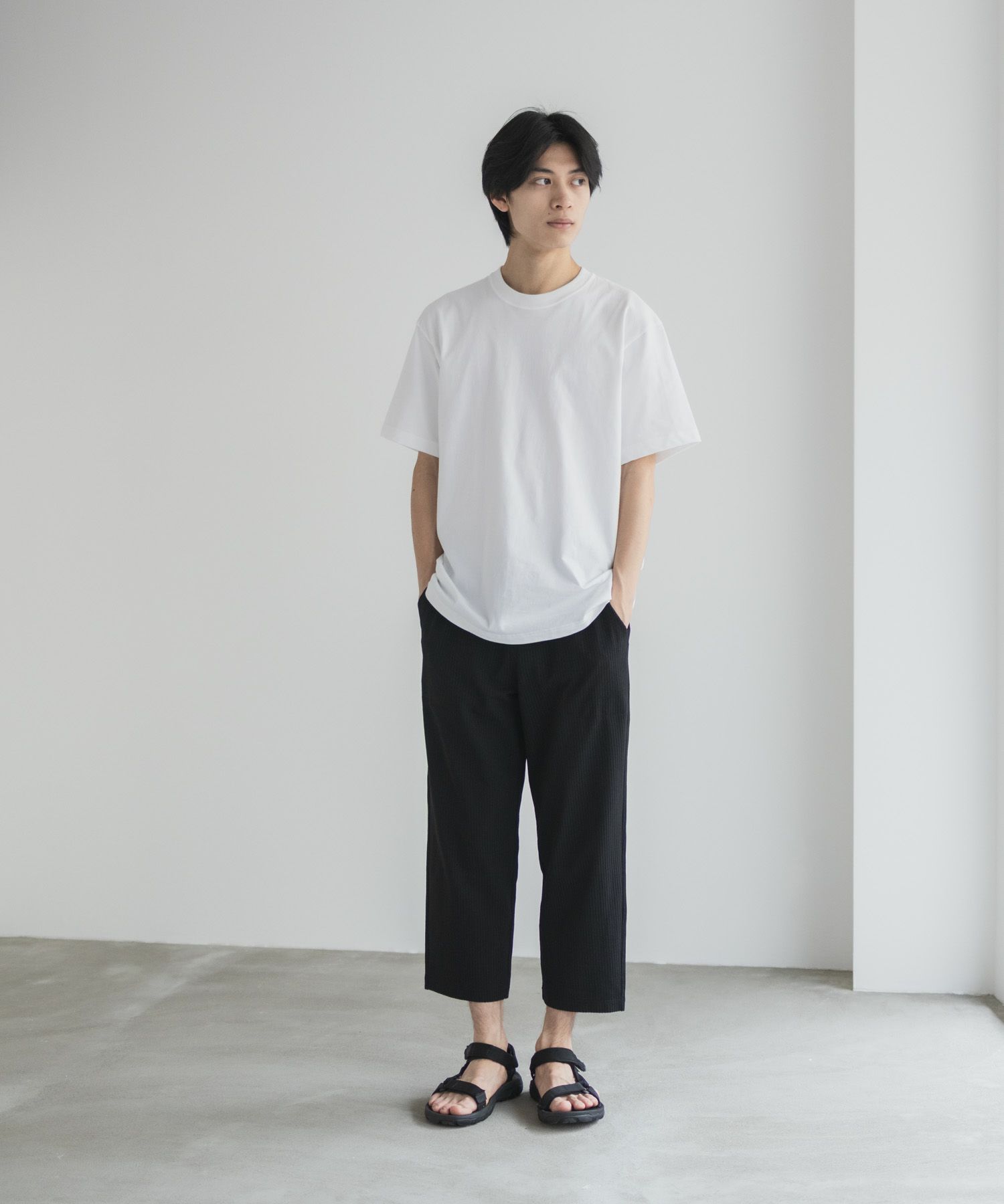 NAVY サッカー生地 アンクルパンツ メンズ