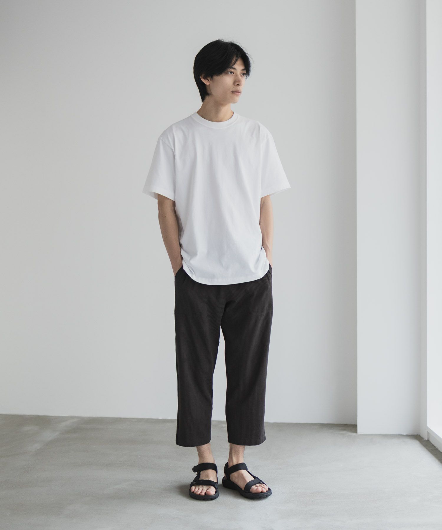 NAVY サッカー生地 アンクルパンツ メンズ