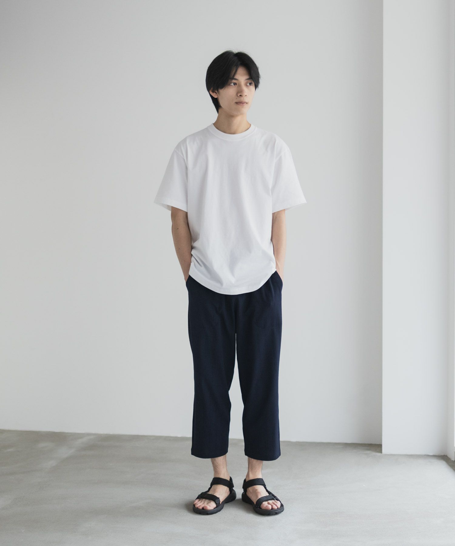 NAVY サッカー生地 アンクルパンツ メンズ