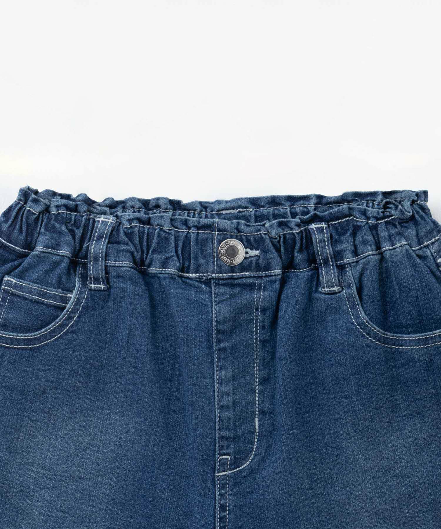 NAVY  のびるモン デニムフリンジショートパンツ キッズ商品画像-9