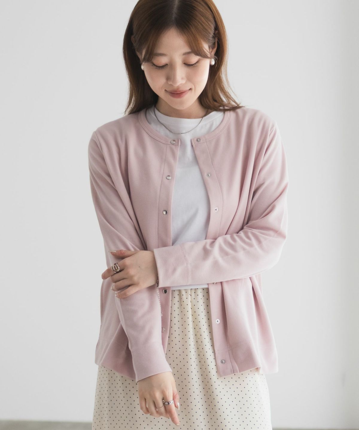 [期間限定価格]UVカット ドット釦カーディガン レディース