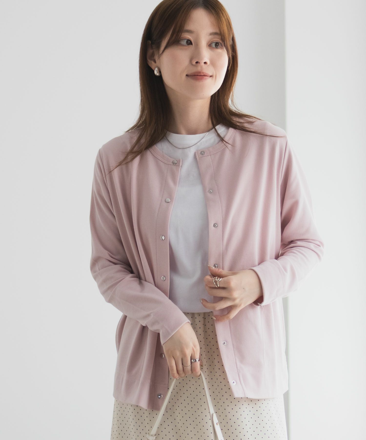 [期間限定価格]UVカット ドット釦カーディガン レディース