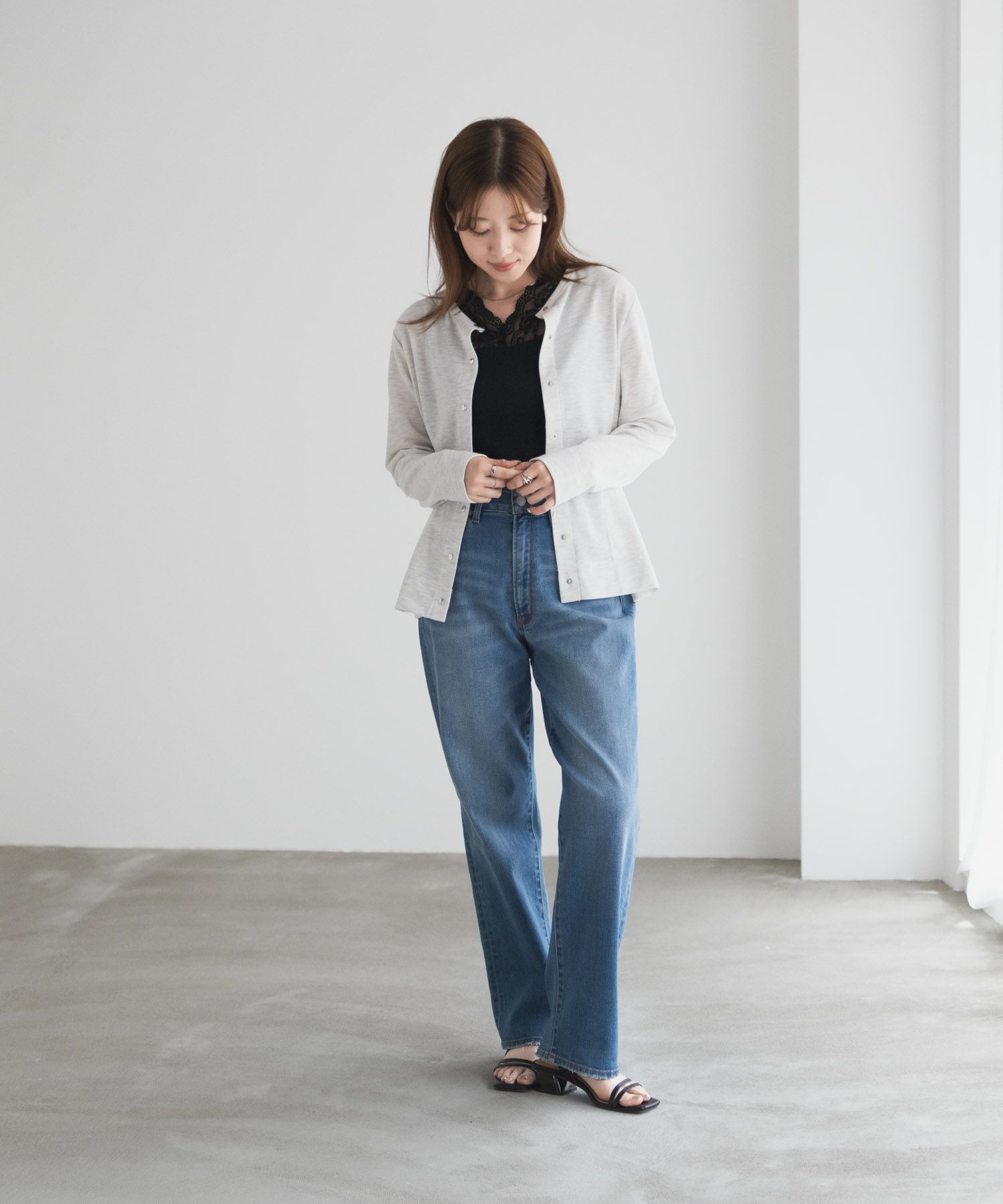 [期間限定価格]UVカット ドット釦カーディガン レディース