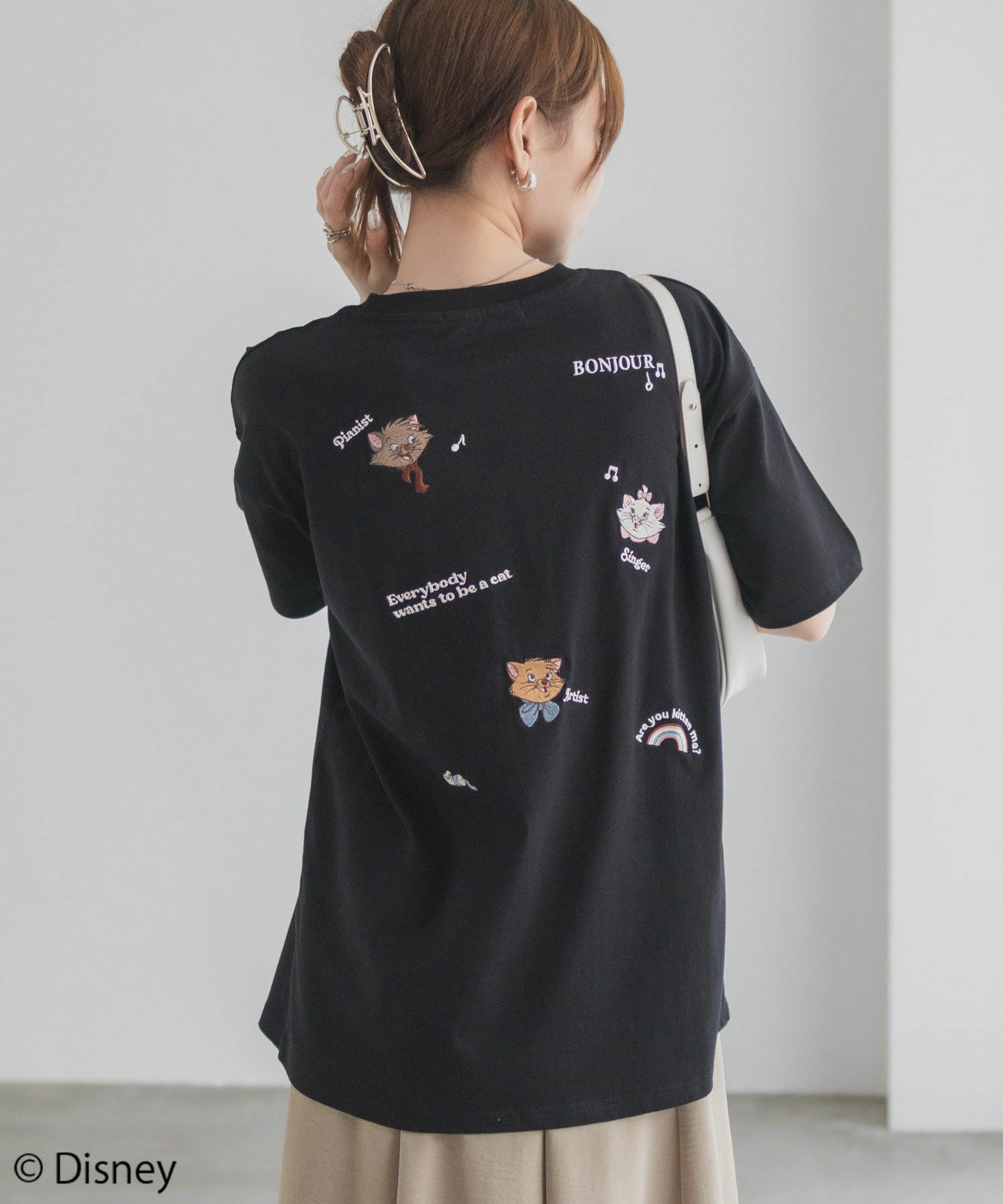 Disney マリー / ランダム刺繍Tシャツ レディース メール便 対応商品商品サムネイル-1