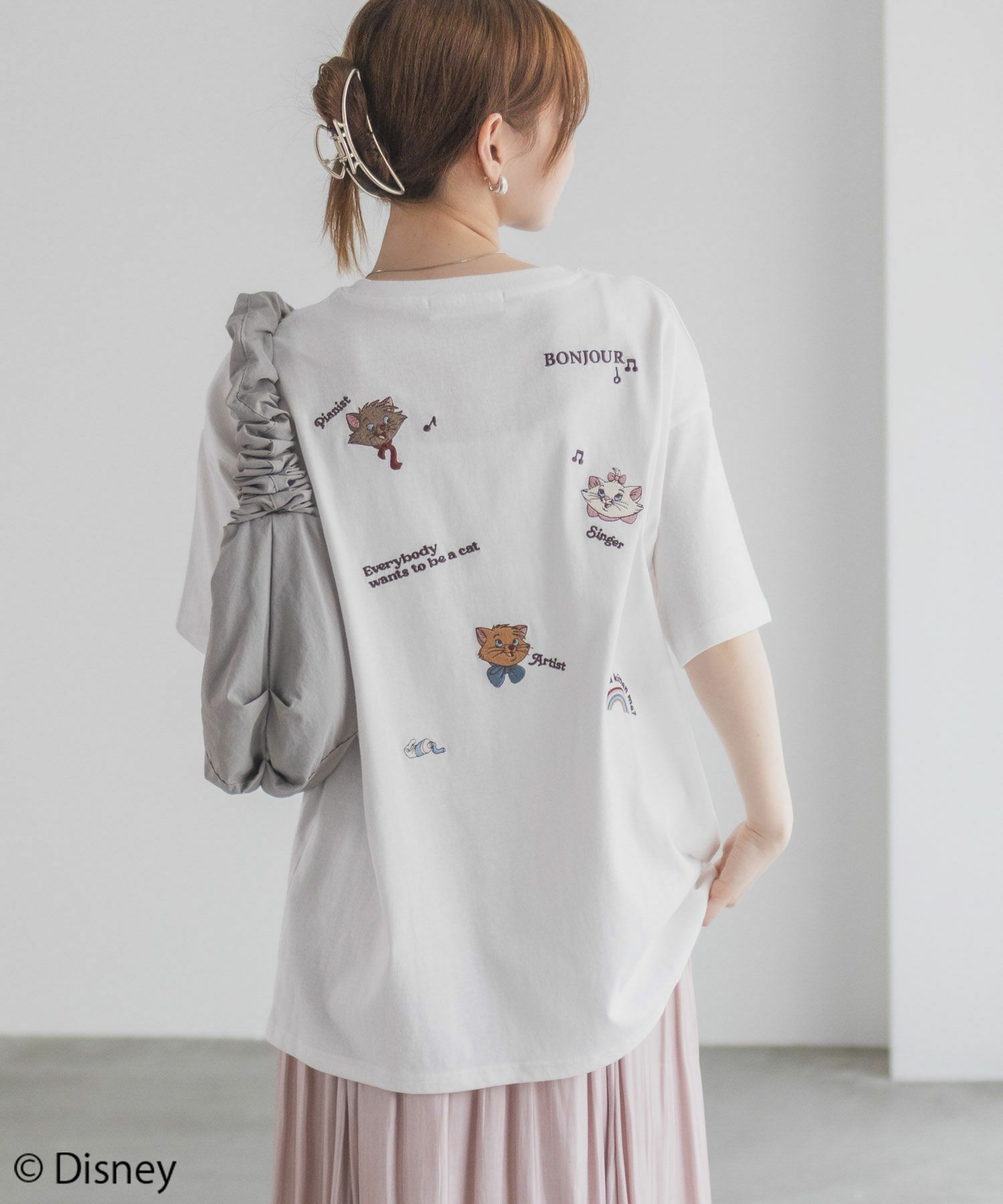 Disney マリー / ランダム刺繍Tシャツ レディース ネコポス 対応商品