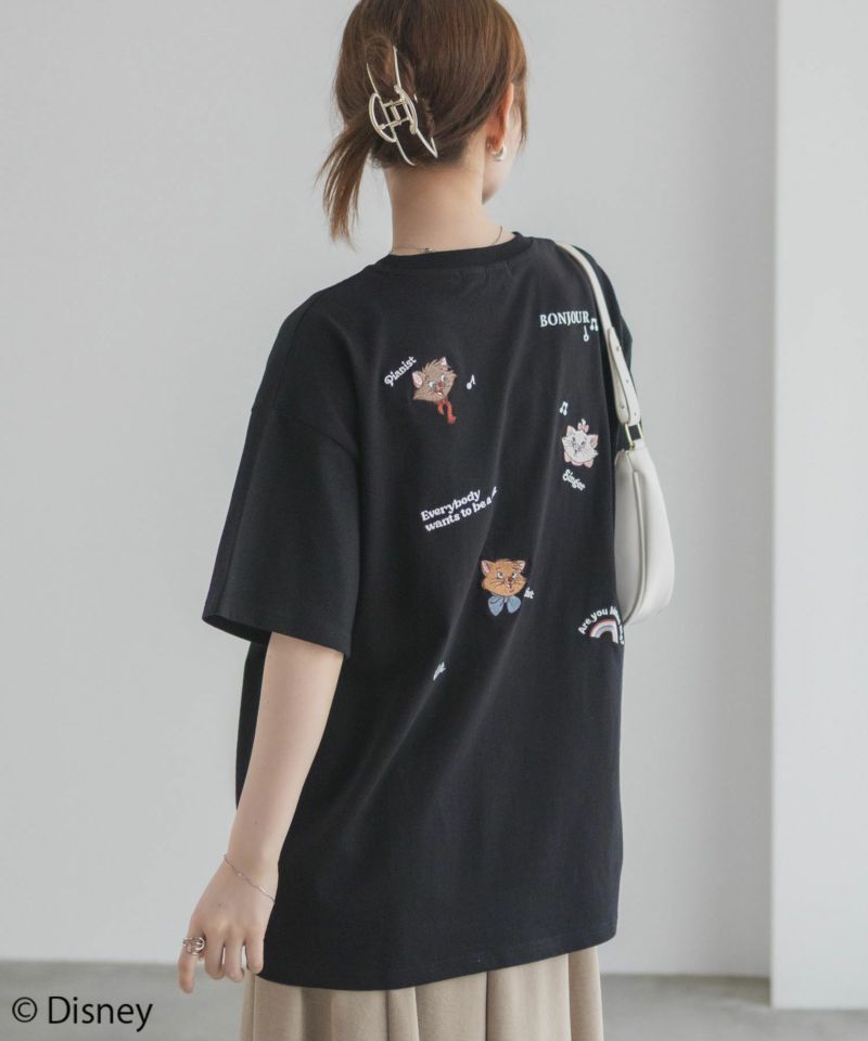 Disney マリー / ランダム刺繍Tシャツ レディース メール便 対応商品商品画像-7