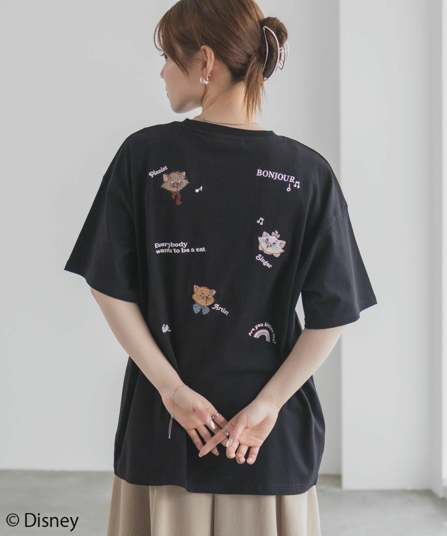 Disney マリー / ランダム刺繍Tシャツ レディース メール便 対応商品商品サムネイル-9