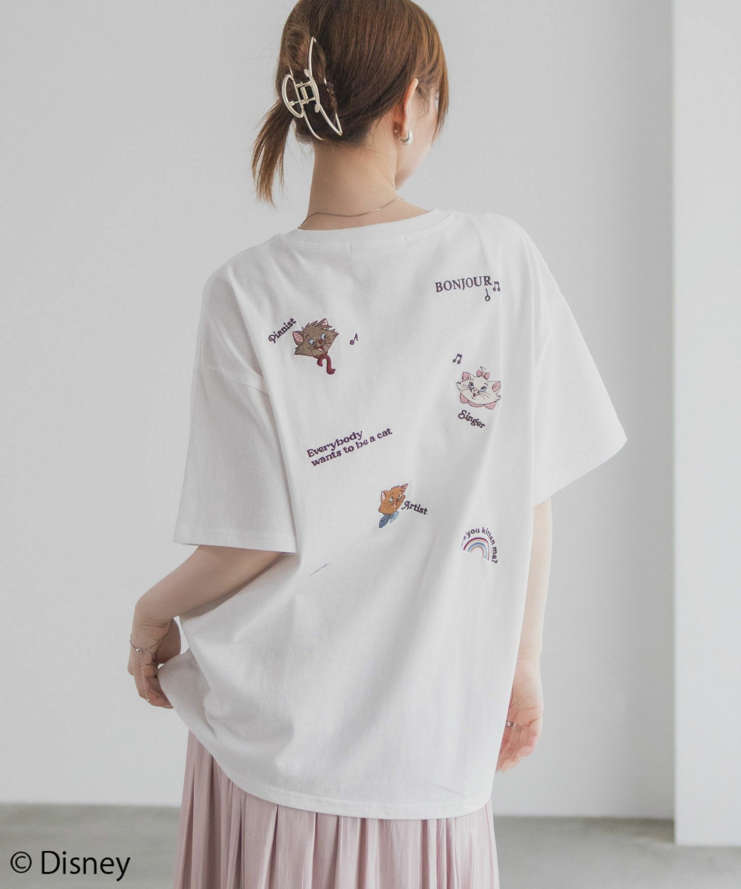 Disney マリー / ランダム刺繍Tシャツ レディース ネコポス 対応商品