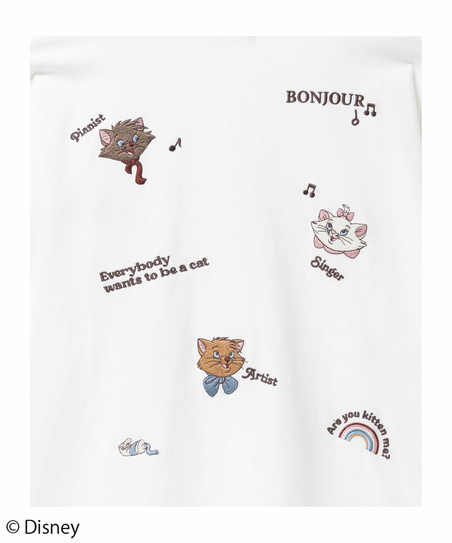 Disney マリー / ランダム刺繍Tシャツ レディース ネコポス 対応商品