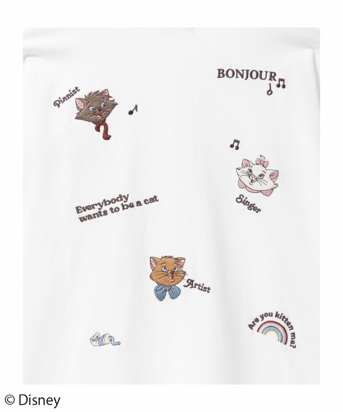 Disney マリー / ランダム刺繍Tシャツ レディース ネコポス 対応商品