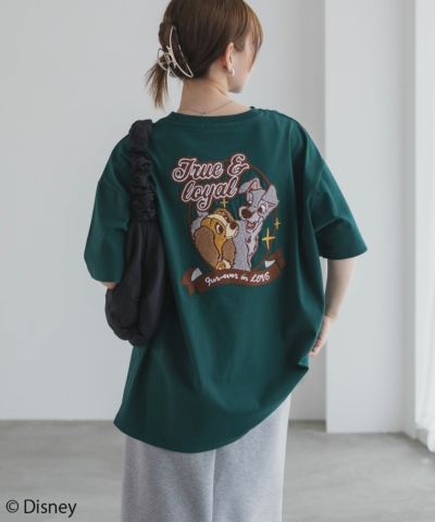Disney わんわん物語 レディー＆トランプ / サガラ刺繍Tシャツ レディース ネコポス 対応商品