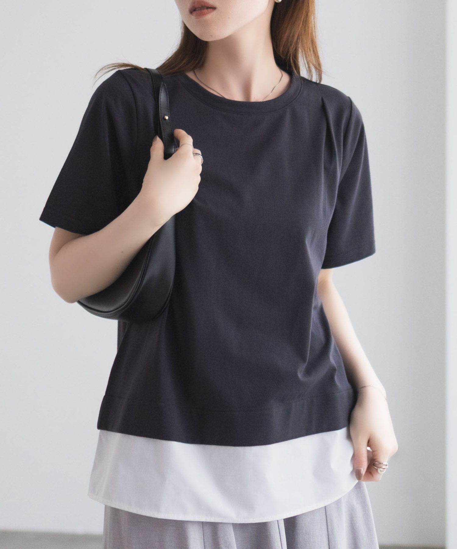 nAvy  時短 裾異素材切替プルオーバー レディース メール便 対応商品商品画像-2