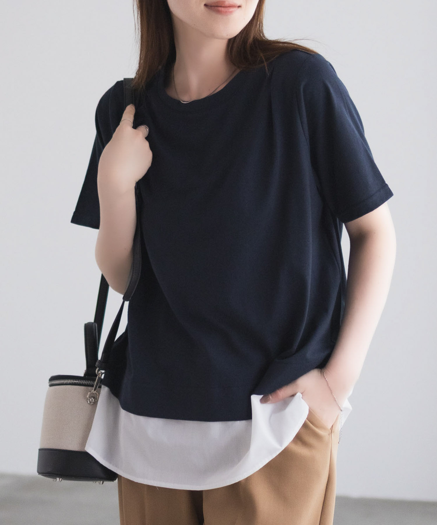 nAvy 時短 裾異素材切替プルオーバー レディース ネコポス 対応商品