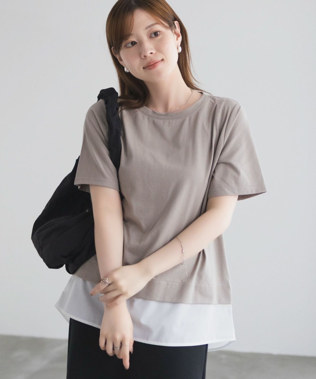 nAvy 時短 裾異素材切替プルオーバー レディース ネコポス 対応商品