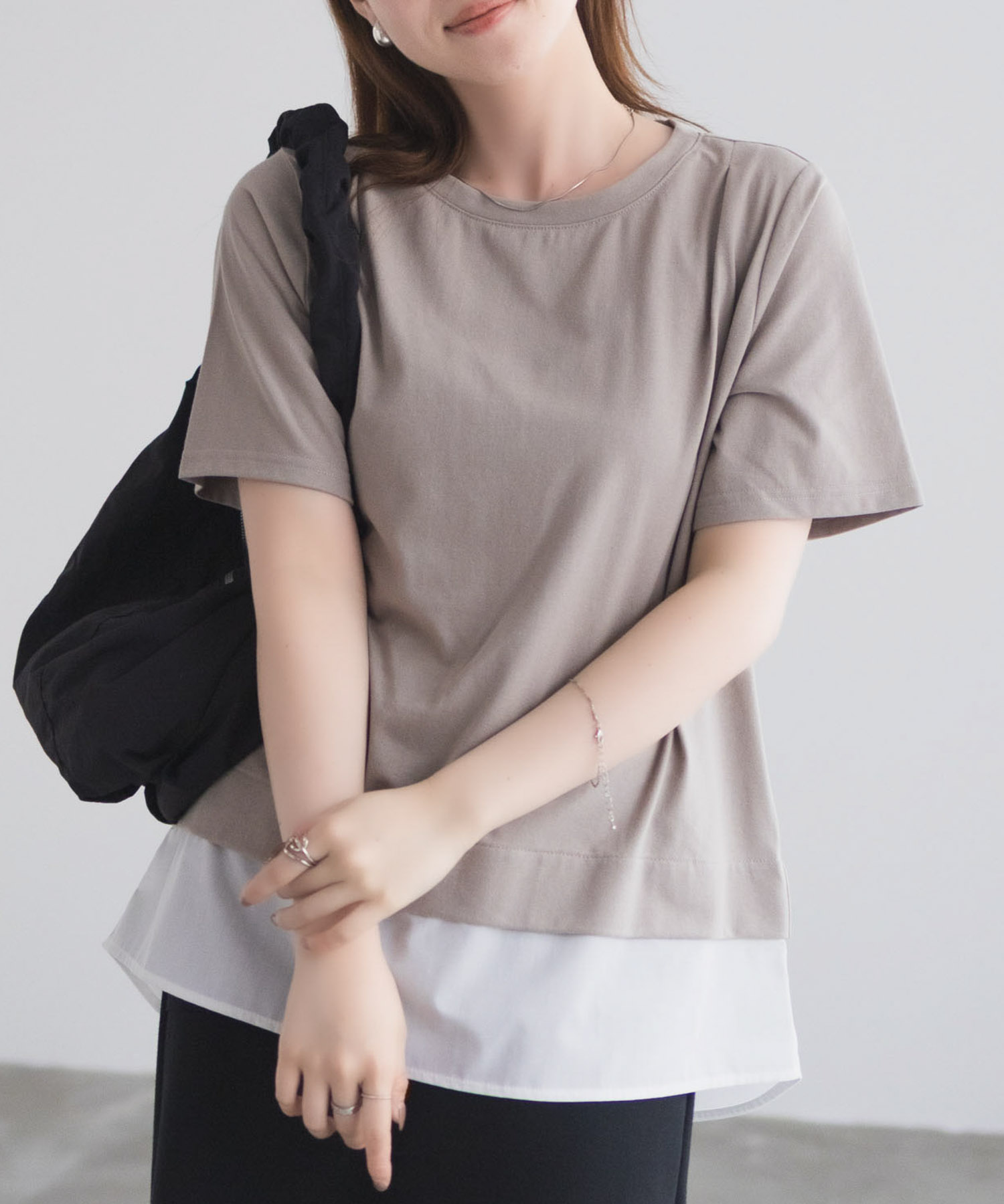 nAvy 時短 裾異素材切替プルオーバー レディース ネコポス 対応商品