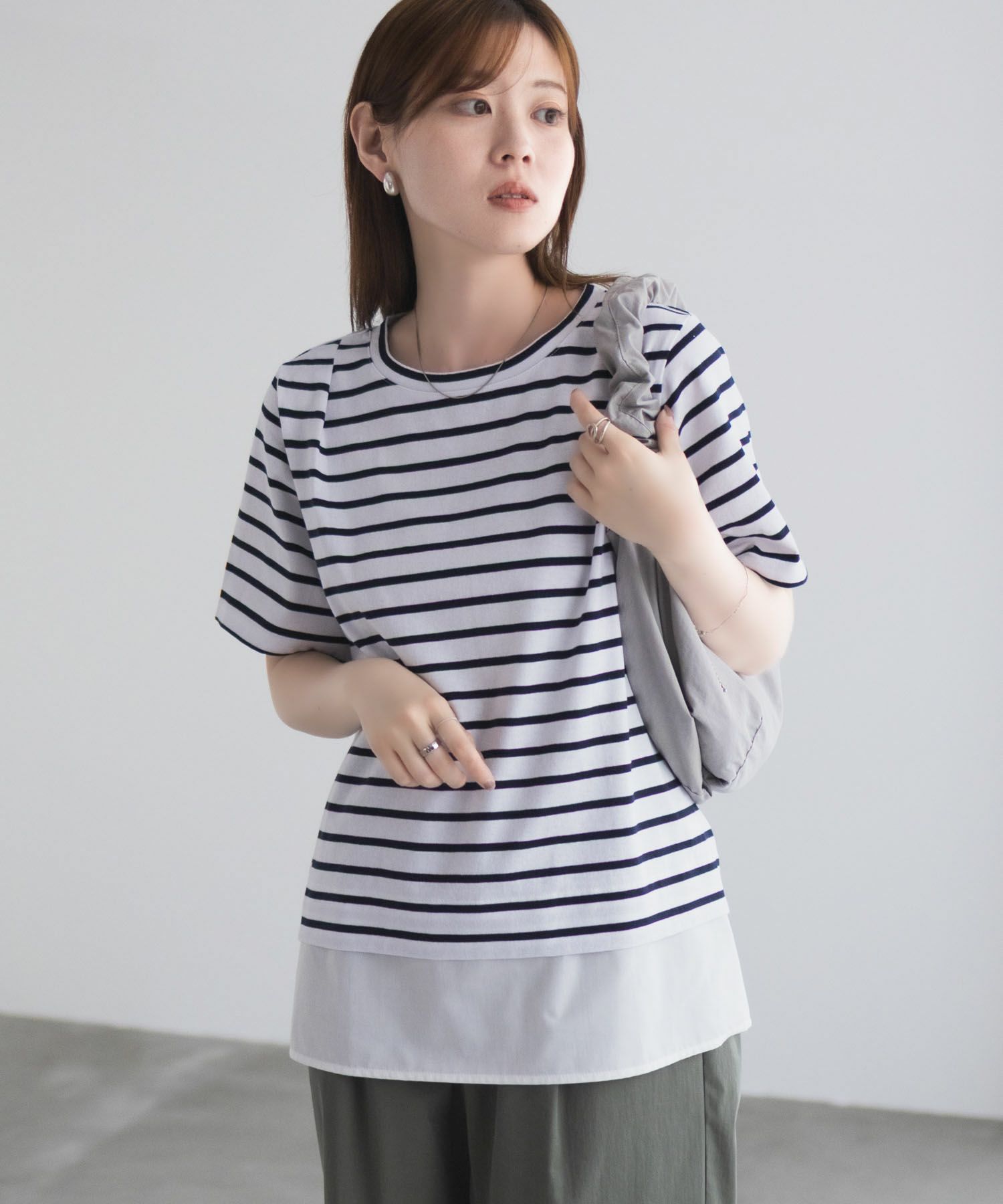 nAvy 時短 裾異素材切替プルオーバー レディース メール便 対応商品商品画像-6