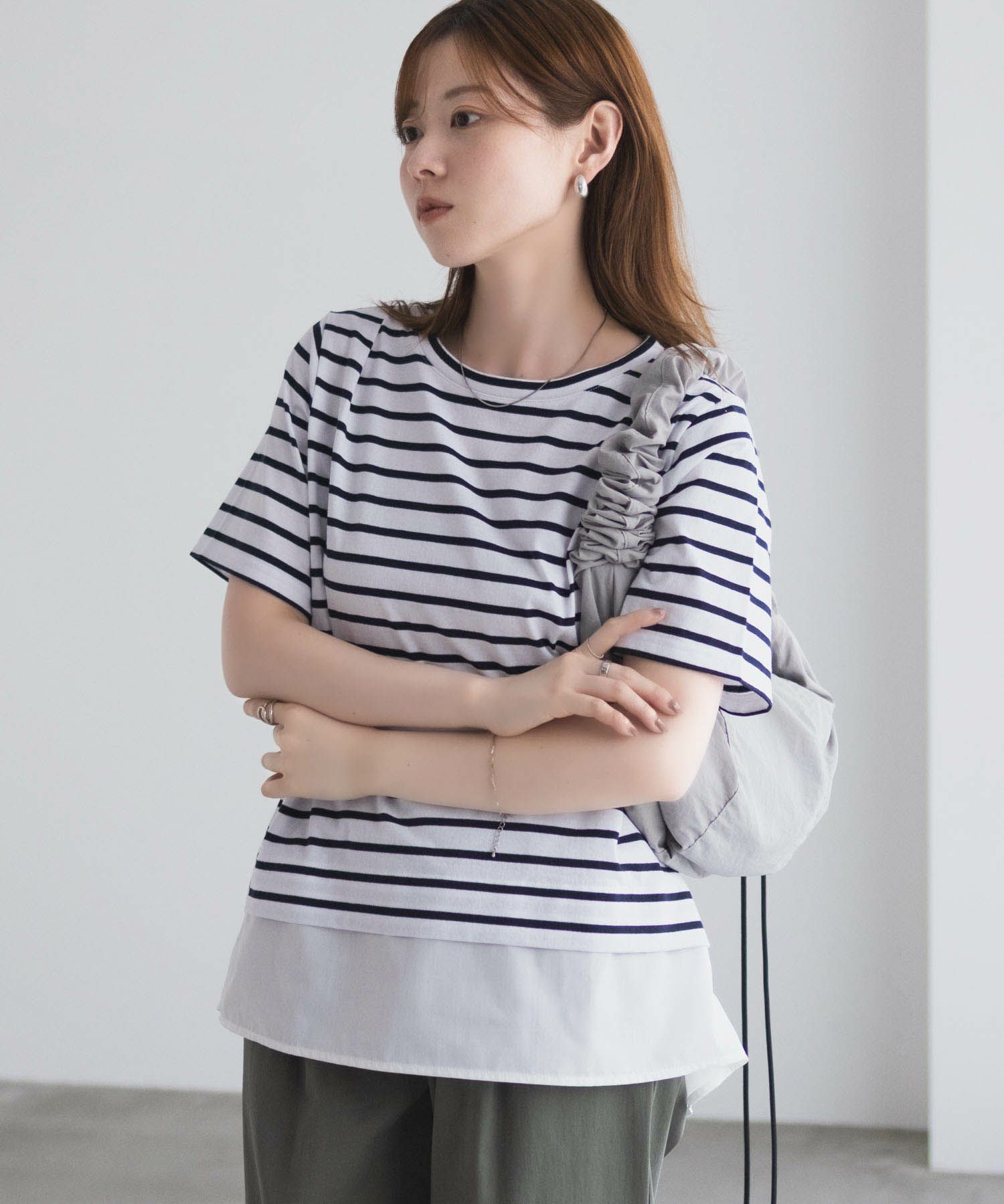 nAvy 時短 裾異素材切替プルオーバー レディース メール便 対応商品商品画像-7