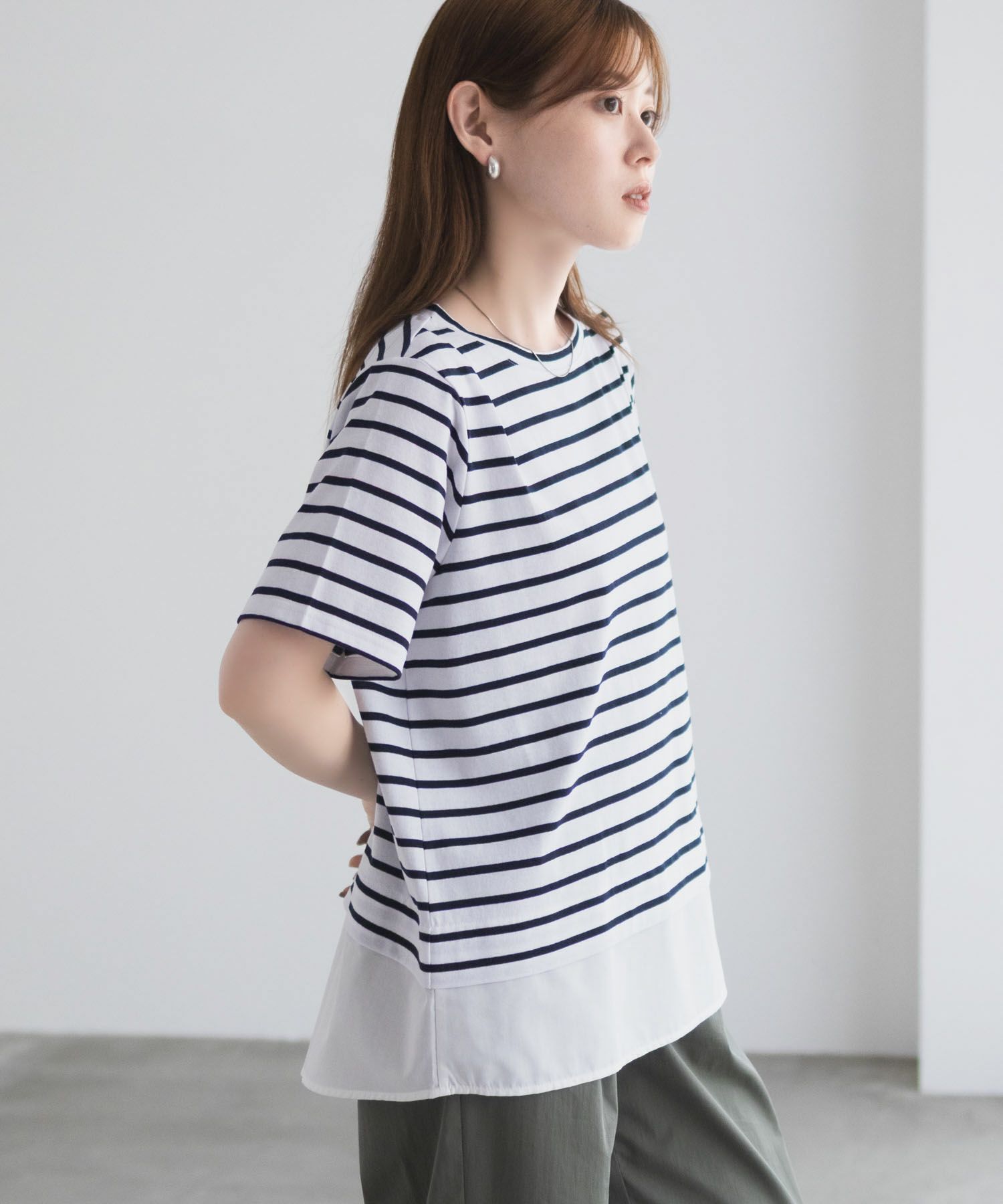 nAvy  時短 裾異素材切替プルオーバー レディース メール便 対応商品商品画像-8