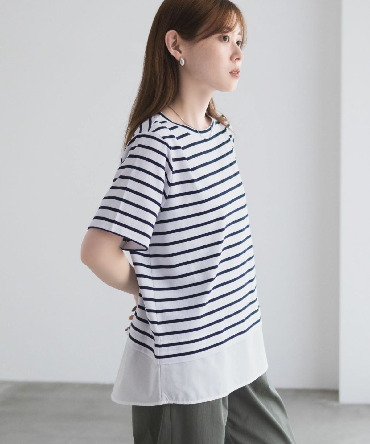 nAvy 時短 裾異素材切替プルオーバー レディース ネコポス 対応商品