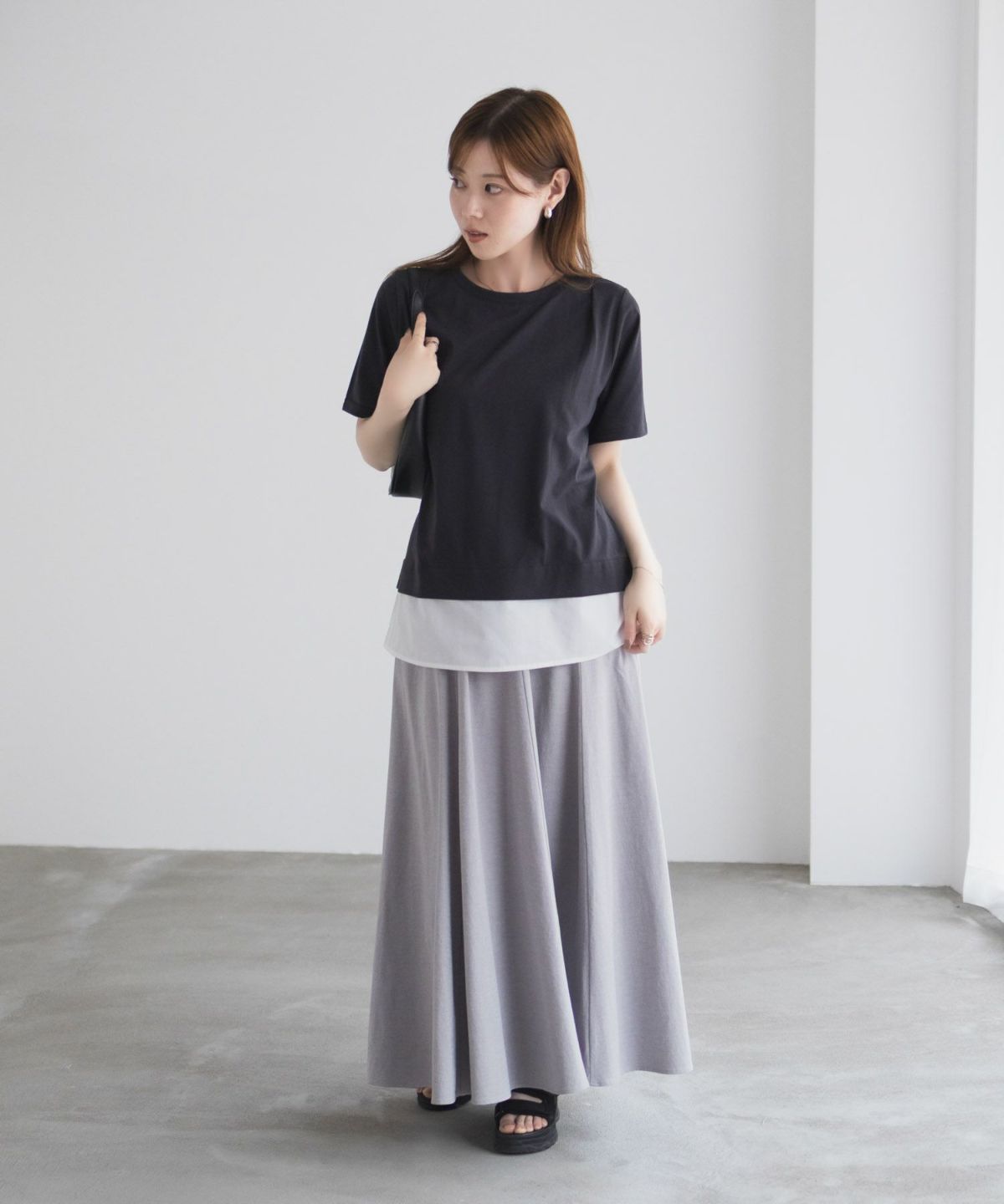 nAvy 時短 裾異素材切替プルオーバー レディース ネコポス 対応商品