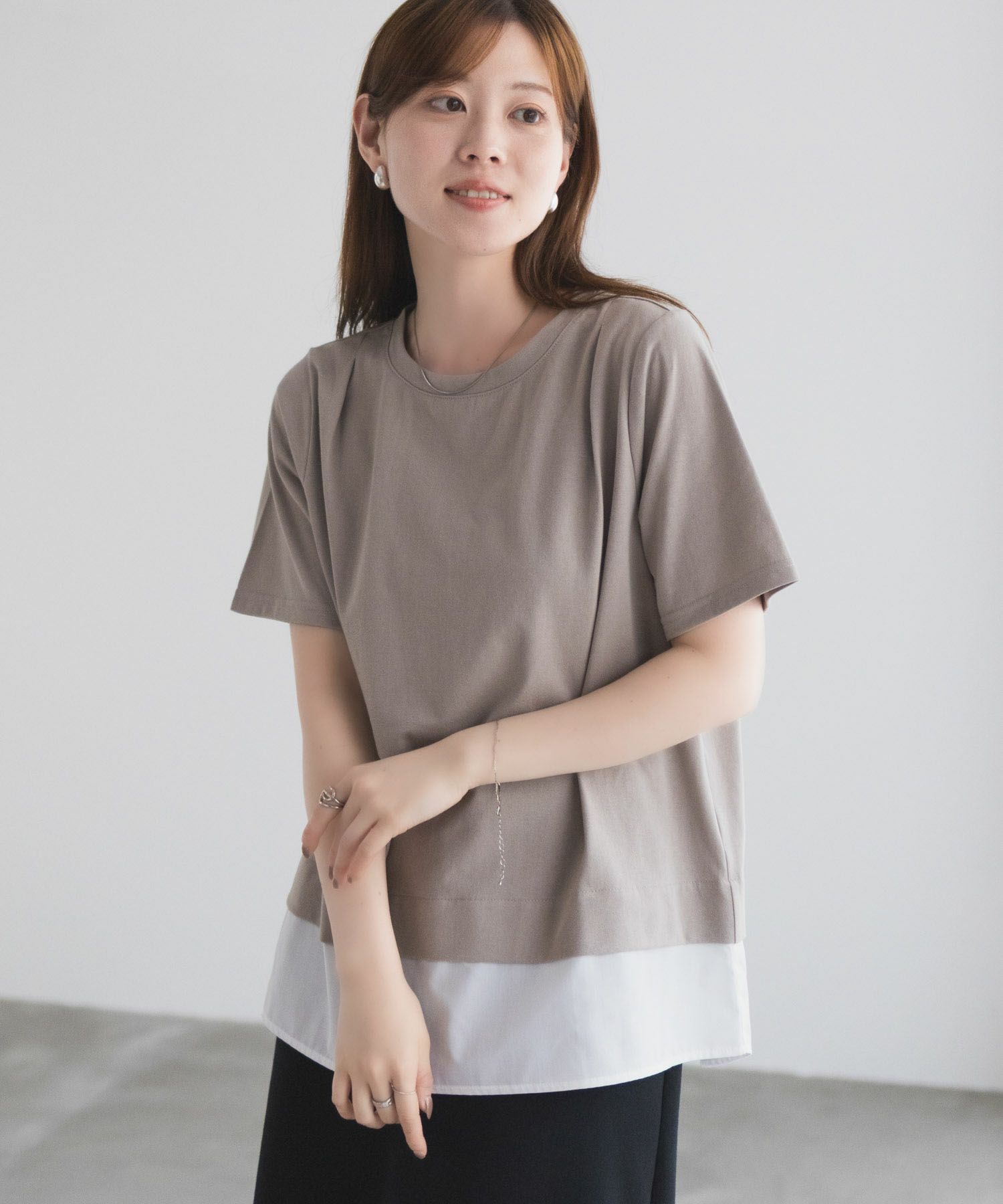 nAvy 時短 裾異素材切替プルオーバー レディース ネコポス 対応商品