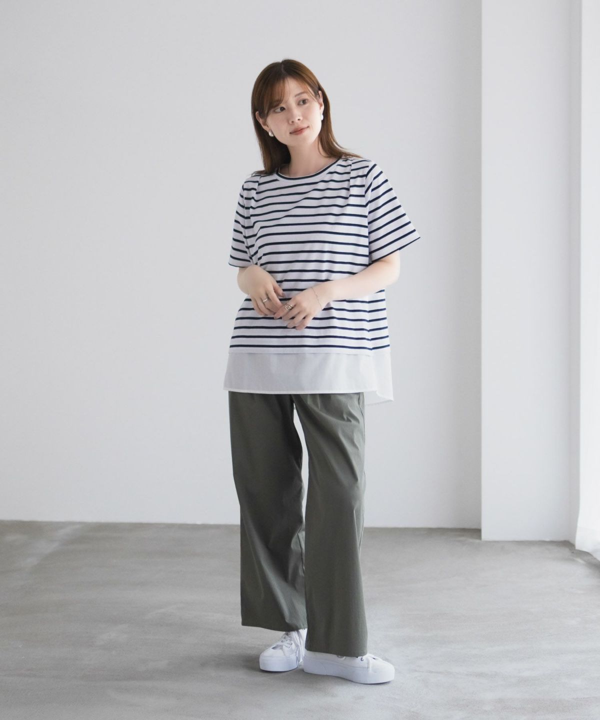 nAvy 時短 裾異素材切替プルオーバー レディース ネコポス 対応商品