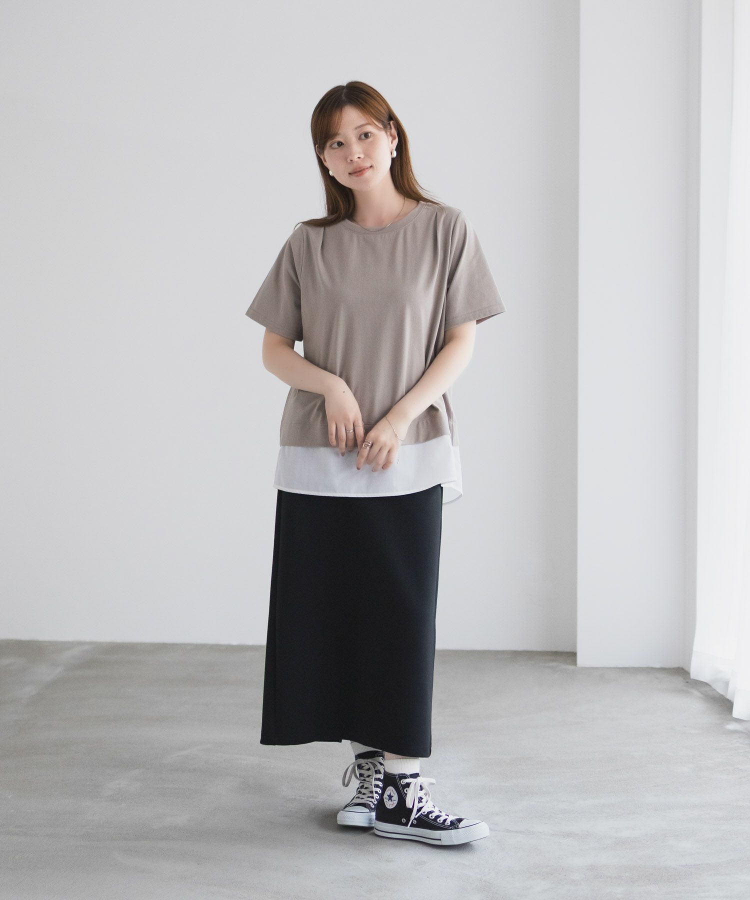 nAvy 時短 裾異素材切替プルオーバー レディース メール便 対応商品商品画像-37