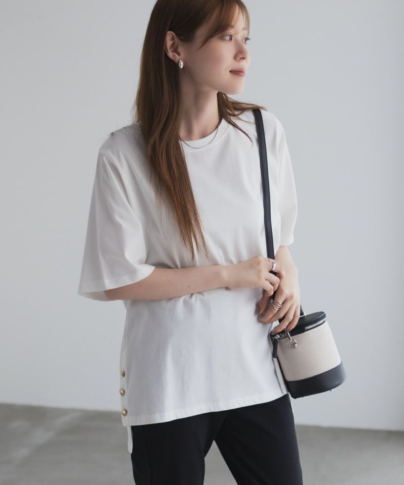 nAvy  裾ボタンオーバーTシャツ レディース メール便 対応商品商品画像-2