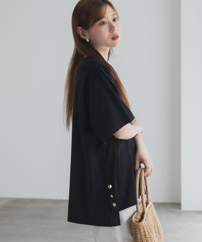 nAvy  裾ボタンオーバーTシャツ レディース メール便 対応商品商品画像-6