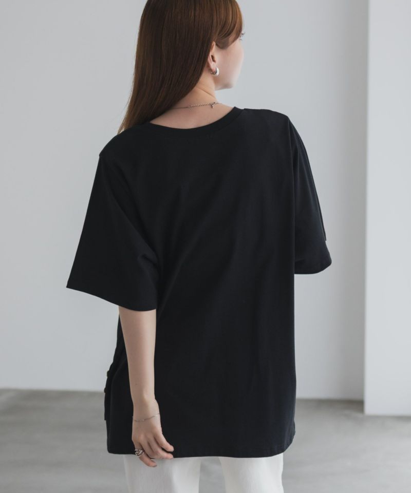 nAvy  裾ボタンオーバーTシャツ レディース メール便 対応商品商品画像-8