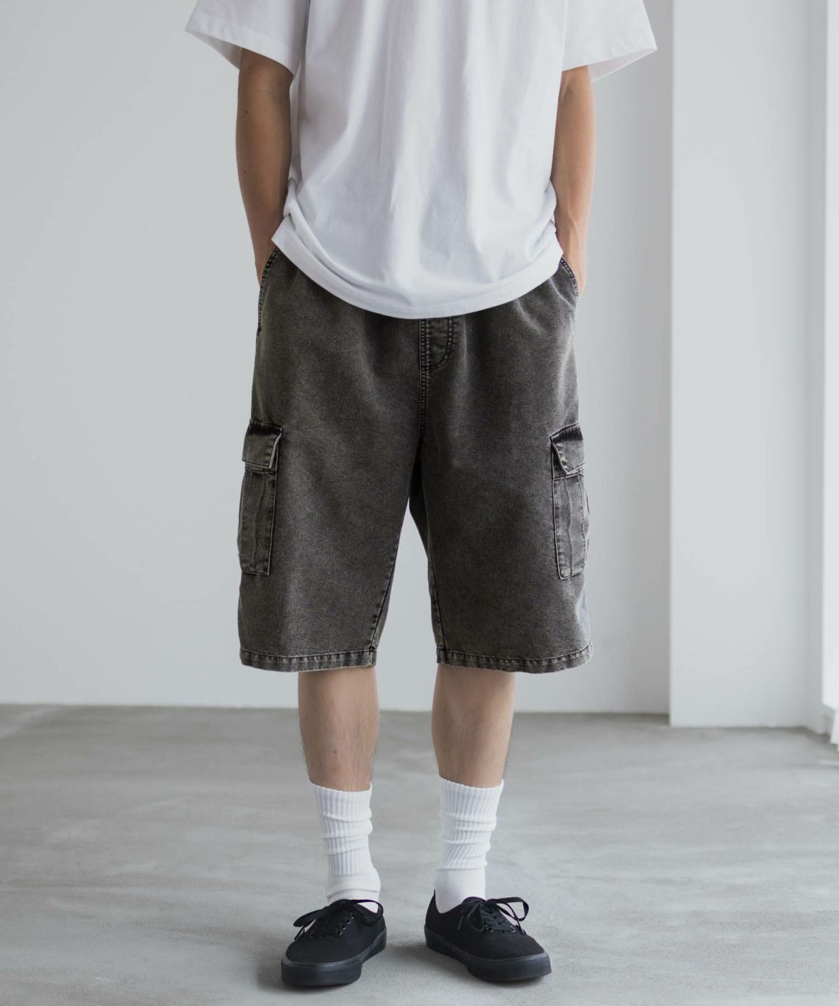 NAVY デニムカーゴショートパンツ メンズ