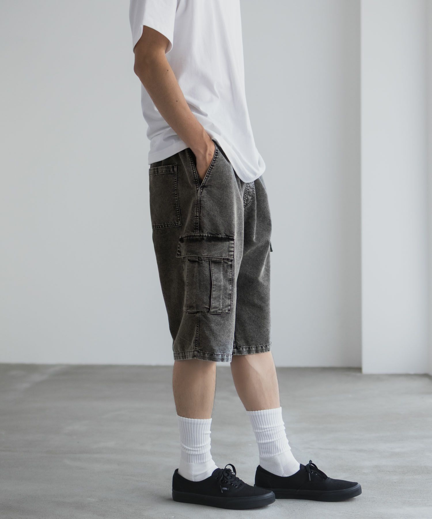 NAVY デニムカーゴショートパンツ メンズ