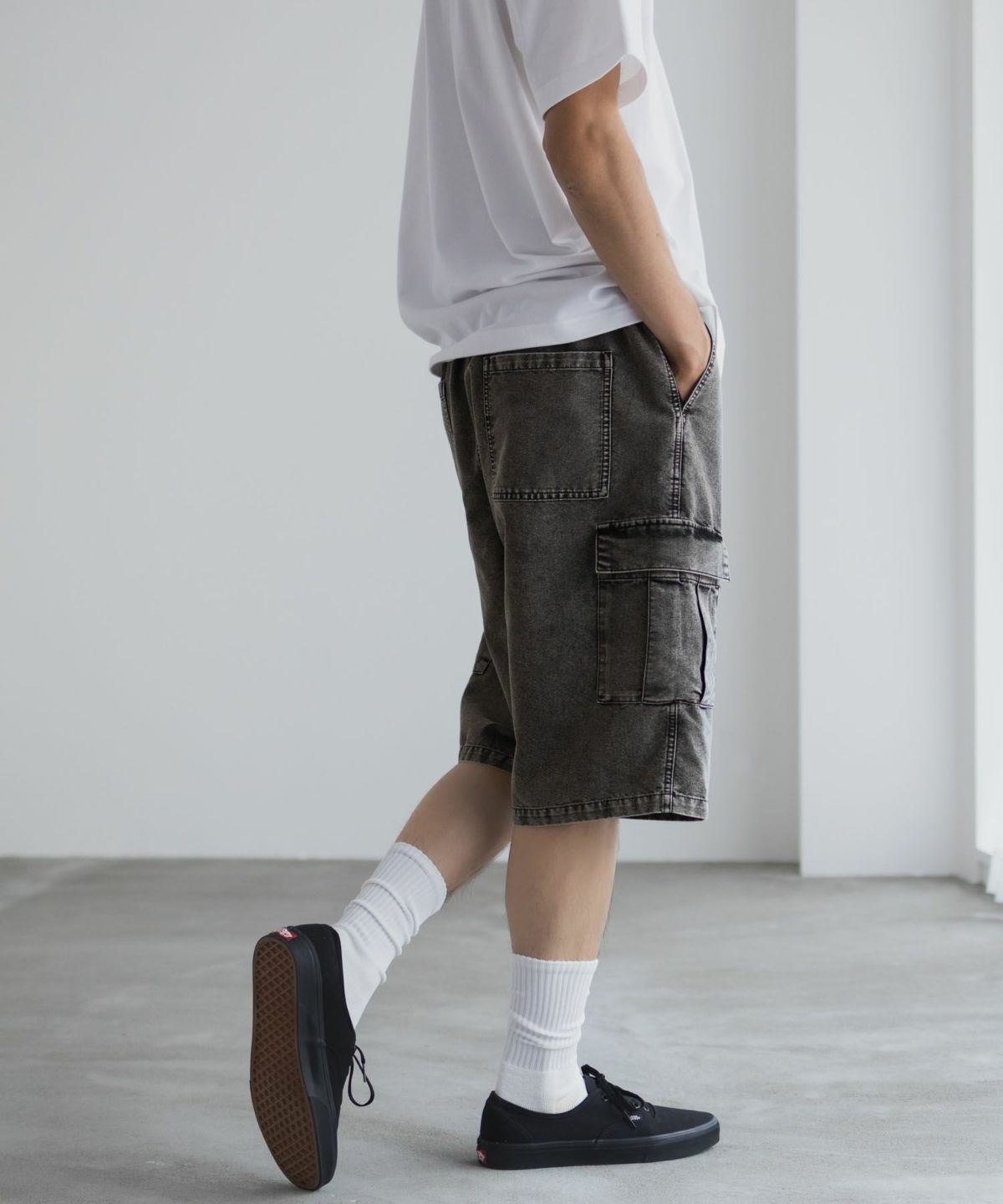 NAVY デニムカーゴショートパンツ メンズ