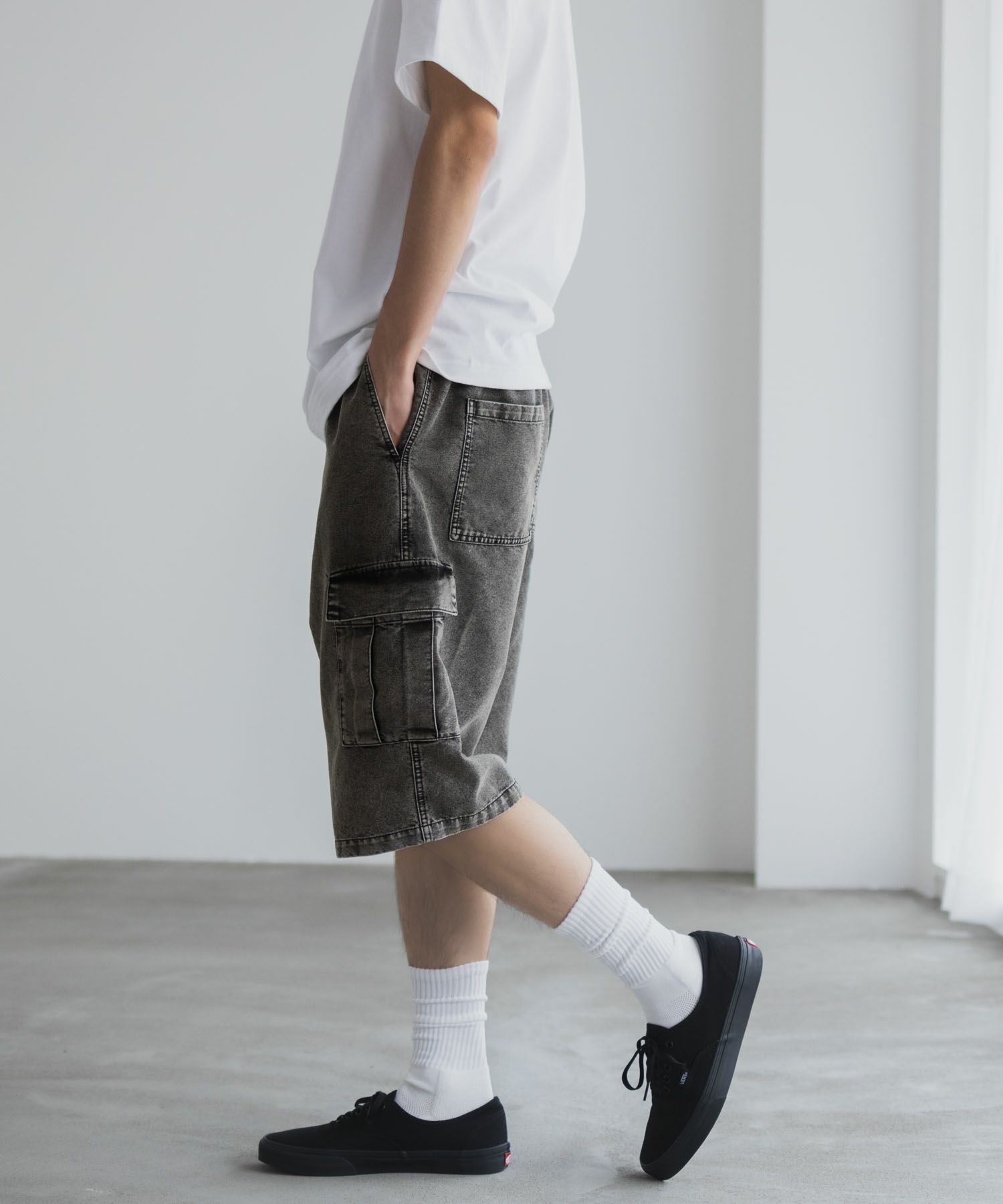 NAVY デニムカーゴショートパンツ メンズ