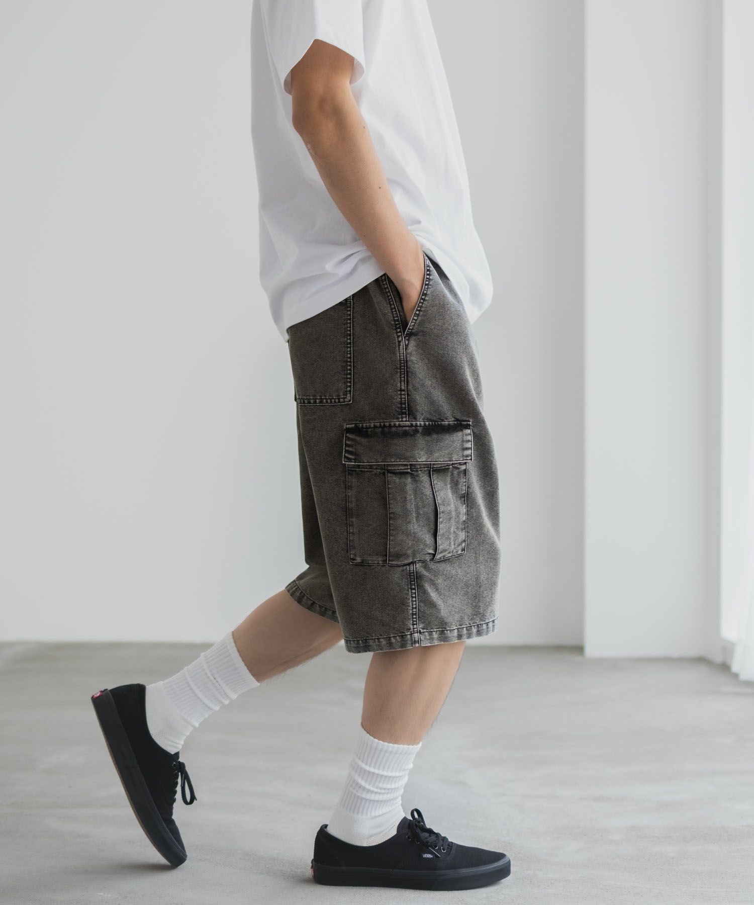 NAVY デニムカーゴショートパンツ メンズ