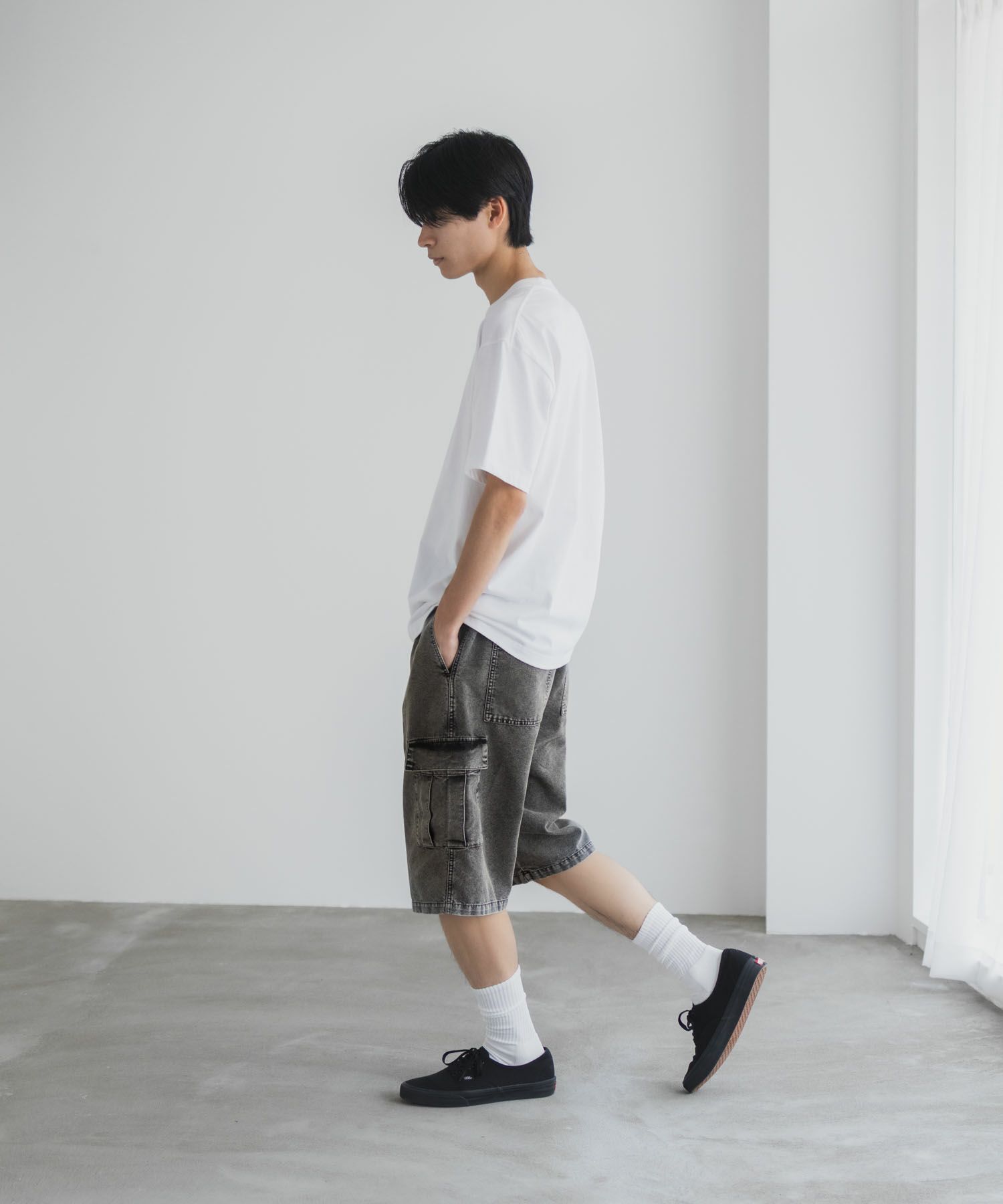 NAVY デニムカーゴショートパンツ メンズ