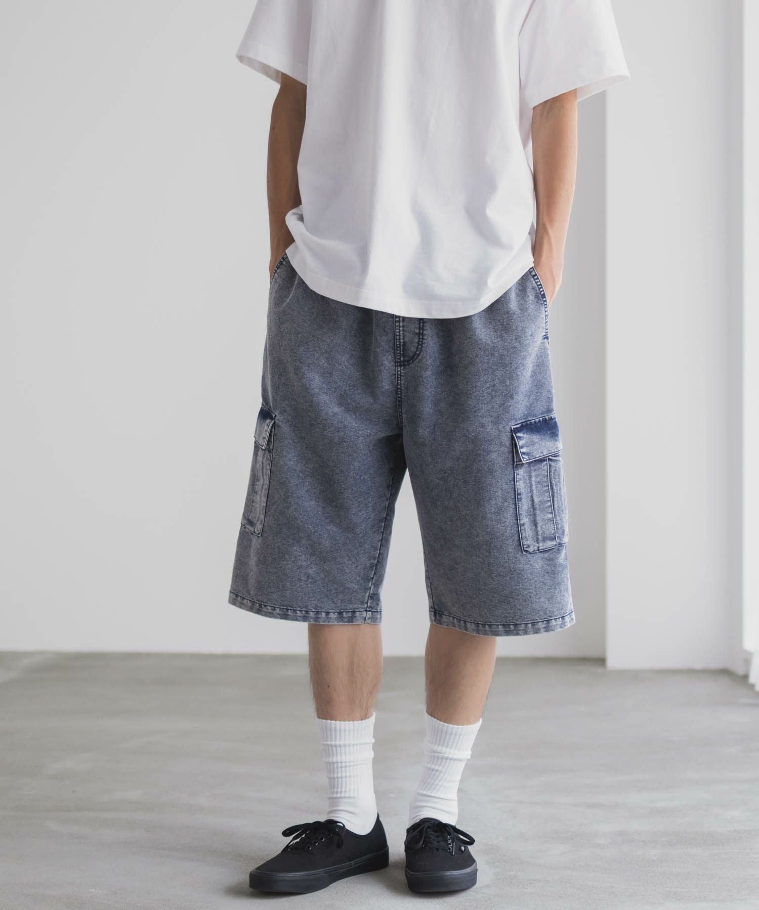 NAVY デニムカーゴショートパンツ メンズ