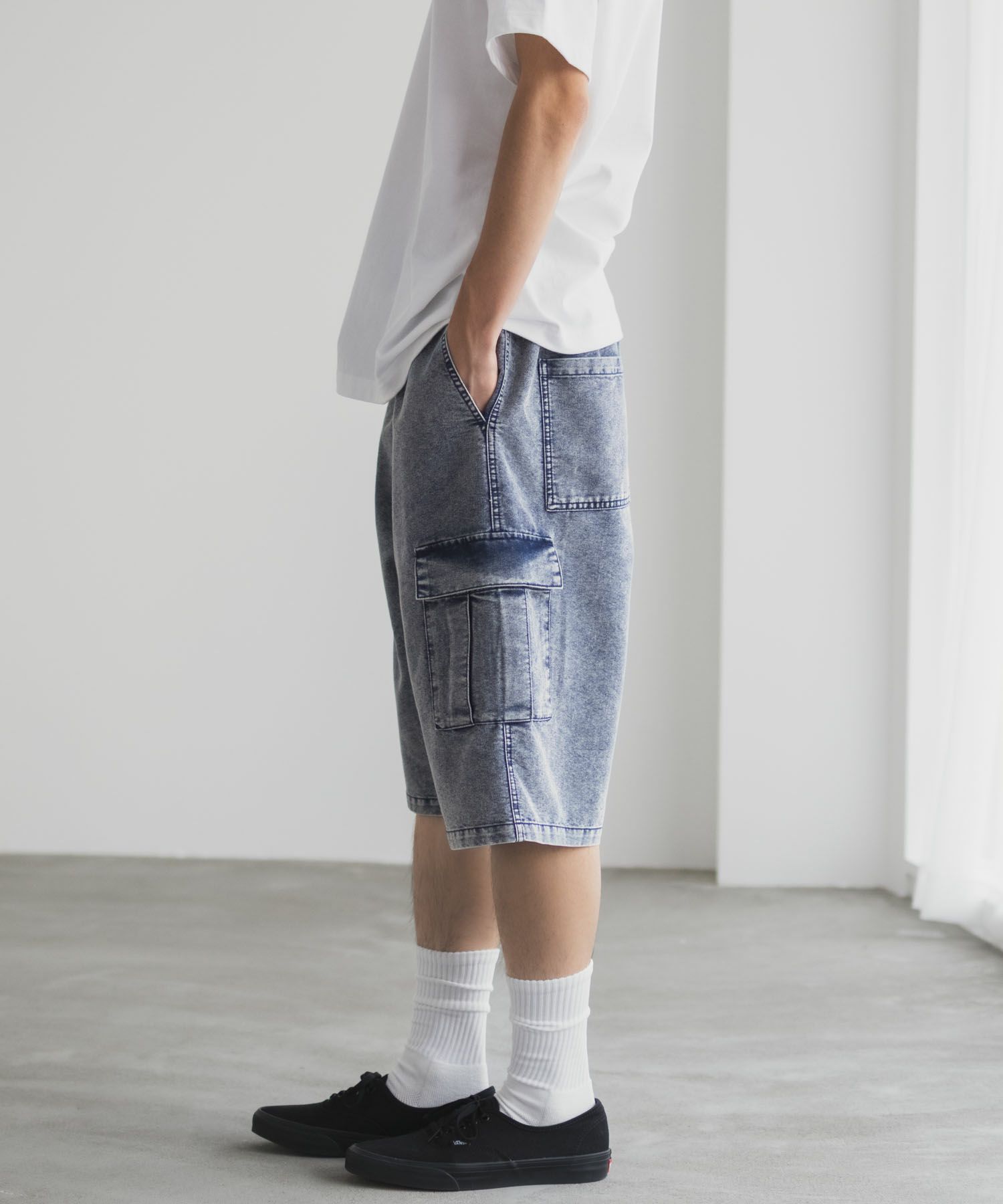 NAVY デニムカーゴショートパンツ メンズ