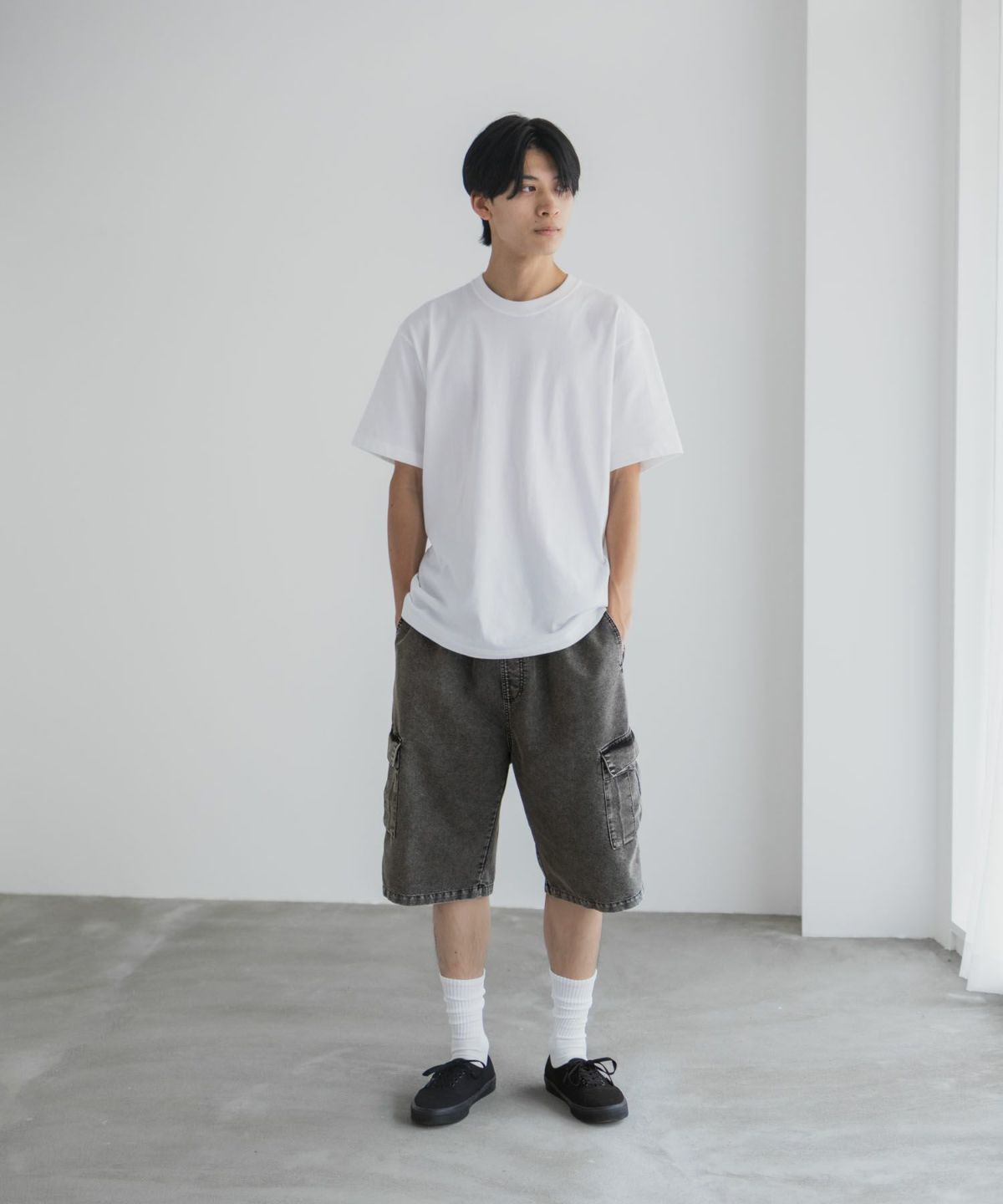 NAVY デニムカーゴショートパンツ メンズ