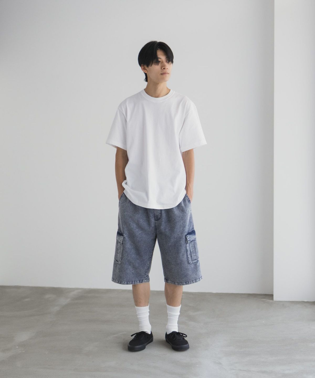 NAVY デニムカーゴショートパンツ メンズ