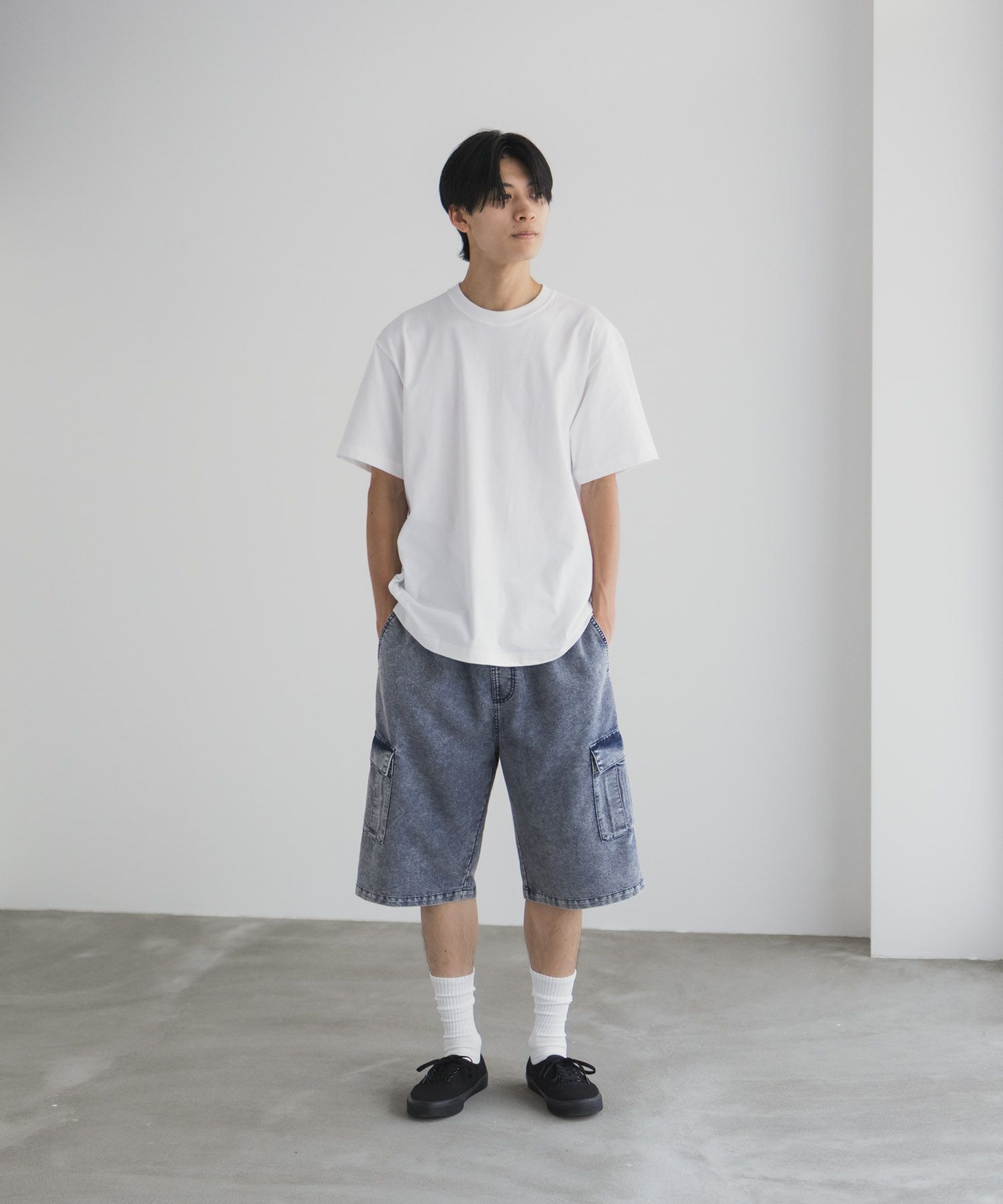 NAVY デニムカーゴショートパンツ メンズ