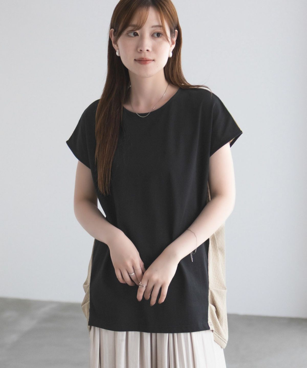 nAvy 異素材フレンチスリーブプルオーバー レディース ネコポス 対応商品