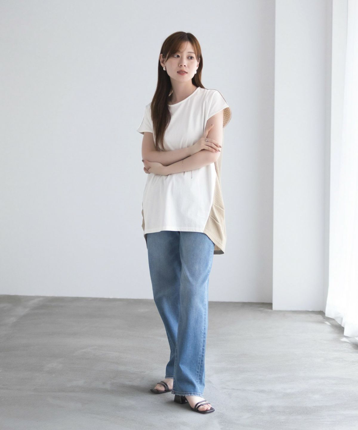 nAvy 異素材フレンチスリーブプルオーバー レディース ネコポス 対応商品