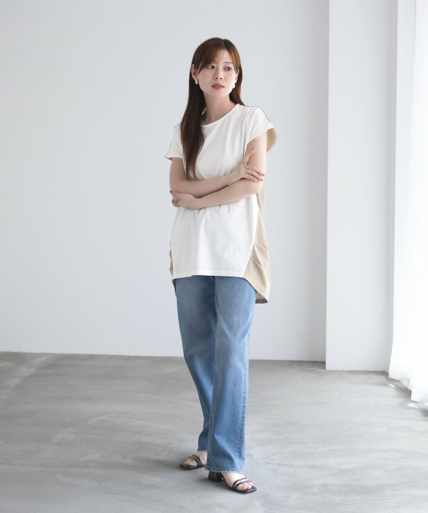 nAvy 異素材フレンチスリーブプルオーバー レディース ネコポス 対応商品