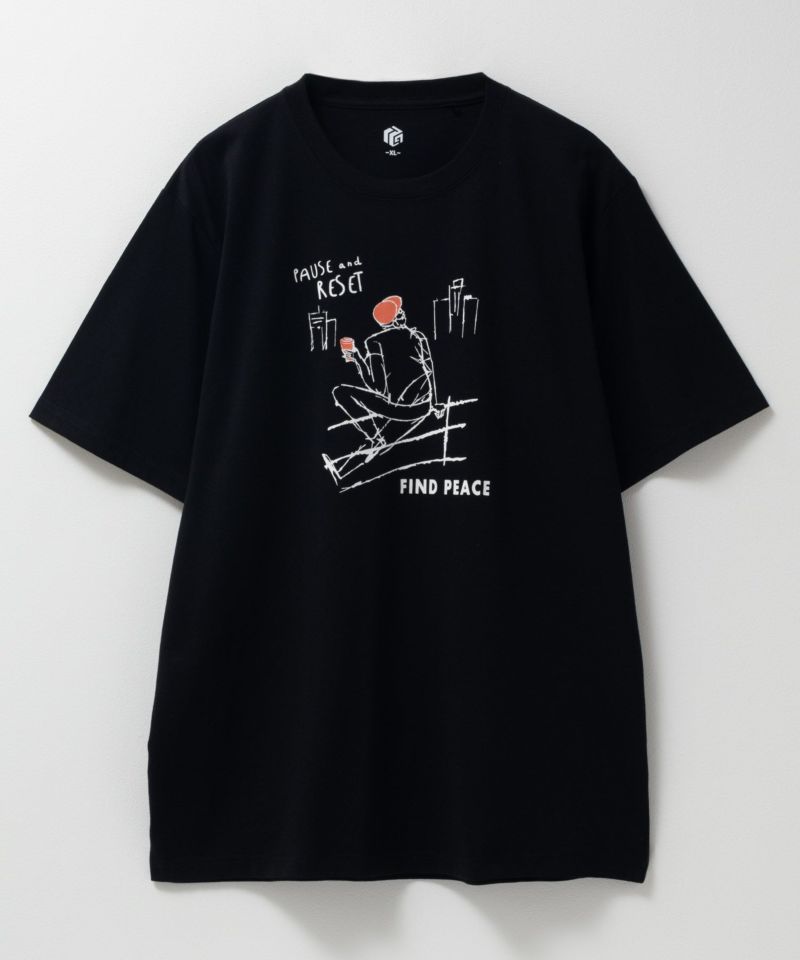 T-GRAPHICS  エモラインアートプリント半袖Tシャツ メンズ メール便 対応商品商品画像-3