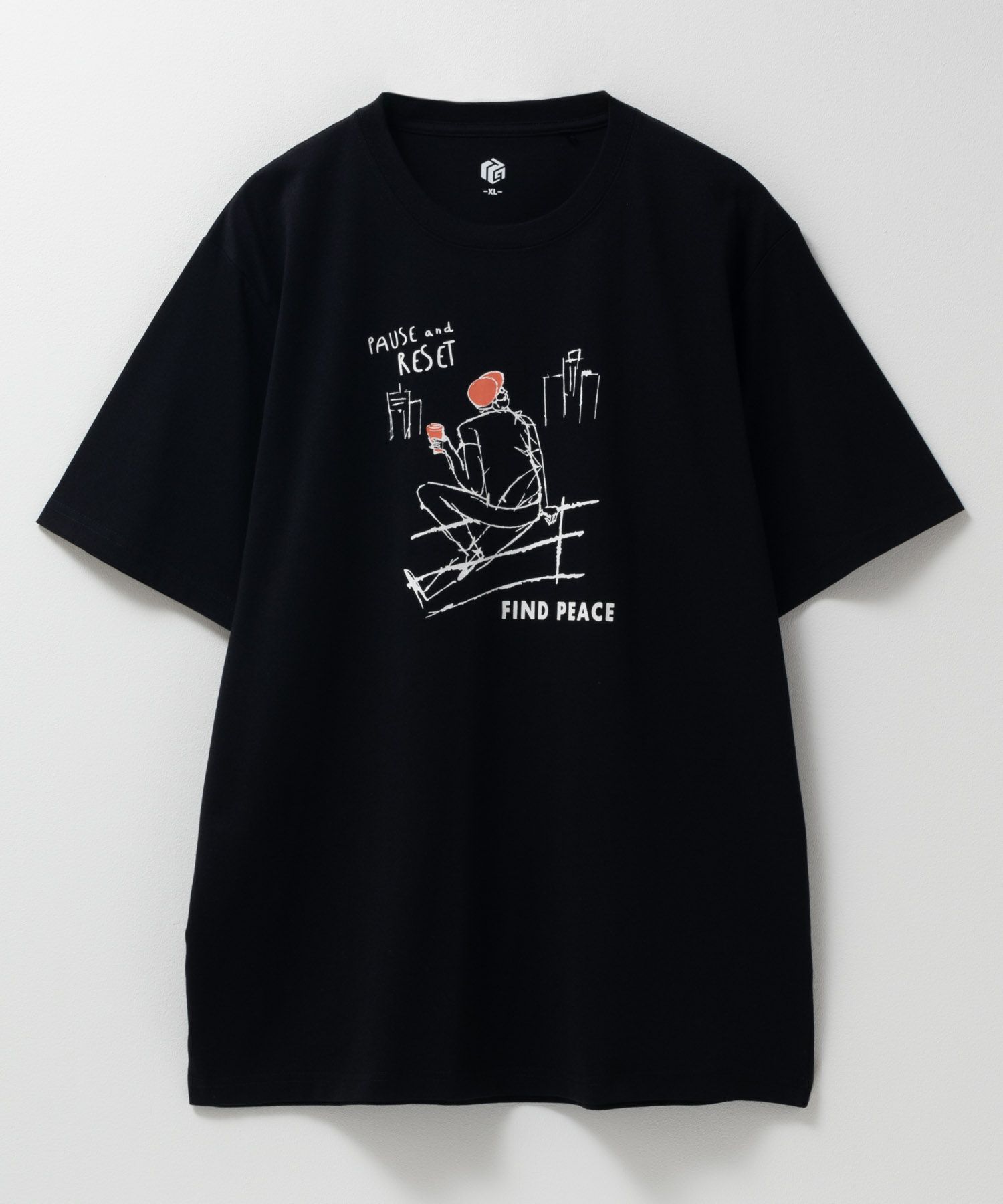 T-GRAPHICS エモラインアートプリント半袖Tシャツ メンズ ネコポス 対応商品