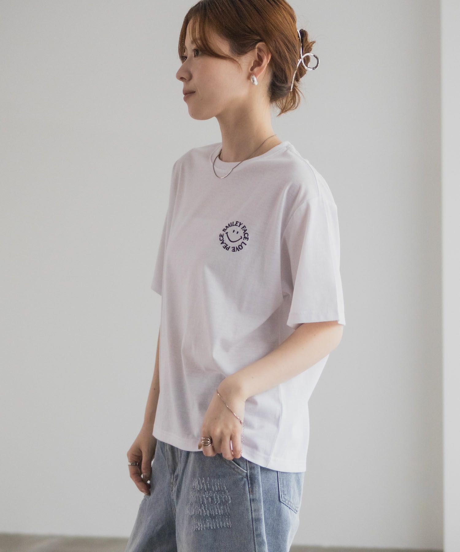 スマイリーフェイス ロゴTシャツ レディース メール便 対応商品商品サムネイル-7